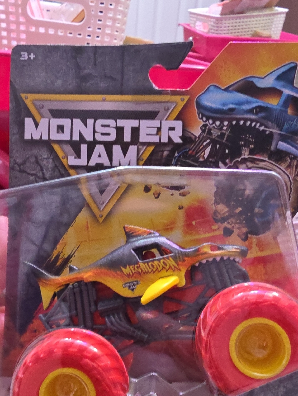 🧡❤️💛 Monster Jam Megalodon Monster Truck Toy - Orange and Yellow